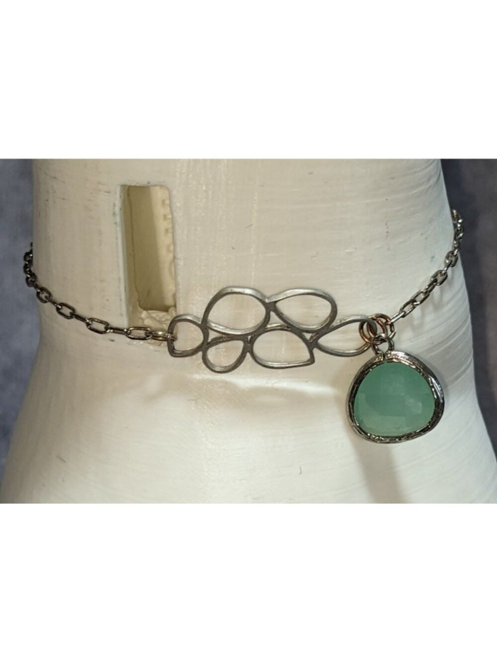 Y2K Vintage Rebecca Aqua Crystal Floral Silver Tone Charm Bracelet